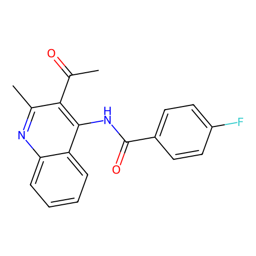 N-(3-acetyl-2-methylquinolin-4-yl)-4-fluorobenzamide structure