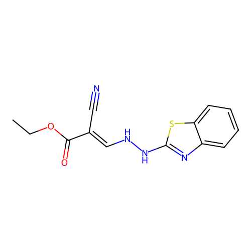 (E)-ethyl 3-(2-(benzo[d]thiazol-2-yl)hydrazinyl)-2-cyanoacrylate structure