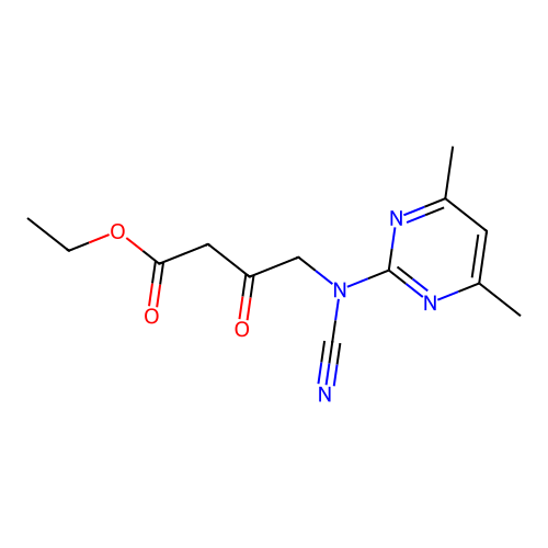 Ethyl 4-[cyano(4,6-dimethylpyrimidin-2-yl)amino]-3-oxobutanoate structure