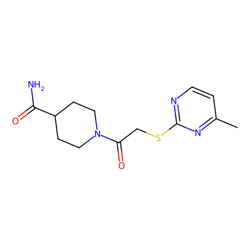 1-{[(4-Methylpyrimidin-2-yl)sulfanyl]acetyl}piperidine-4-carboxamide structure