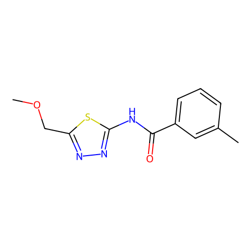 N-[5-(methoxymethyl)-1,3,4-thiadiazol-2-yl]-3-methylbenzamide structure