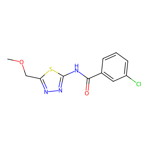 3-chloro-N-[5-(methoxymethyl)-1,3,4-thiadiazol-2-yl]benzamide structure