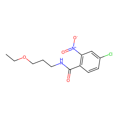 4-chloro-N-(3-ethoxypropyl)-2-nitrobenzamide structure