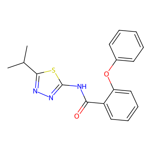 2-phenoxy-N-[5-(propan-2-yl)-1,3,4-thiadiazol-2-yl]benzamide structure