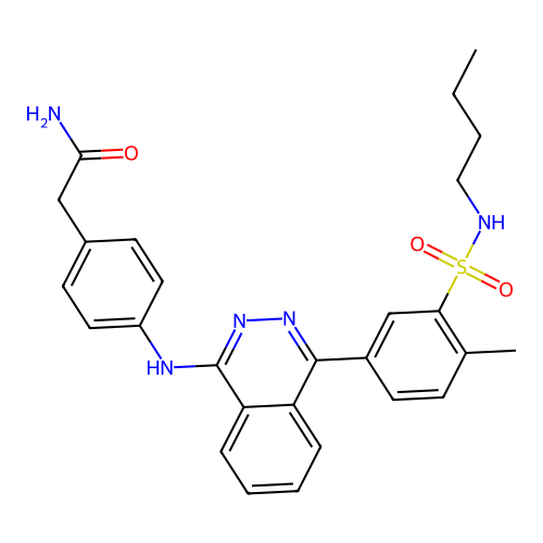 2-(4-((4-(3-(N-butylsulfamoyl)-4-methylphenyl)phthalazin-1-yl)amino)phenyl)acetamide structure