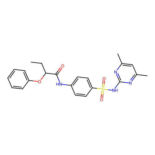 N-(4-{[(4,6-dimethyl-2-pyrimidinyl)amino]sulfonyl}phenyl)-2-phenoxybutanamide structure