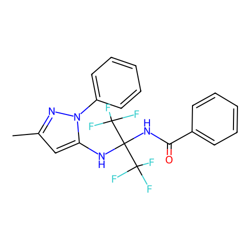 N-[1,1,1,3,3,3-hexafluoro-2-[(5-methyl-2-phenyl-pyrazol-3-yl)amino]propan-2-yl]benzamide structure
