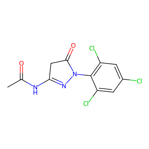 N-[5-oxo-1-(2,4,6-trichlorophenyl)-2-pyrazolin-3-yl]acetamide structure