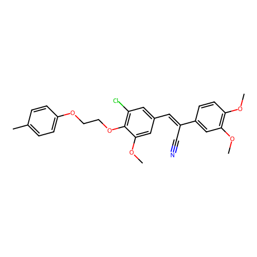 (2Z)-3-{3-chloro-5-methoxy-4-[2-(4-methylphenoxy)ethoxy]phenyl}-2-(3,4-dimethoxyphenyl)prop-2-enenitrile structure