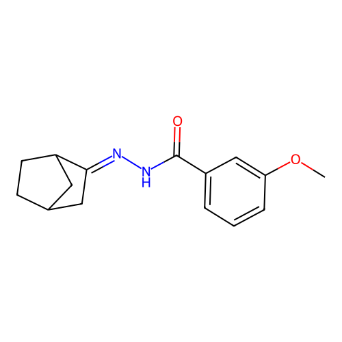 N-(2-bicyclo[2.2.1]heptanylideneamino)-3-methoxybenzamide structure