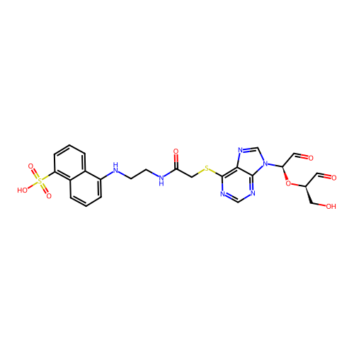 6-(5-Sulfo-1-naphthylaminoethylamino)-N-acetylthioinosine dicarboxaldehyde structure
