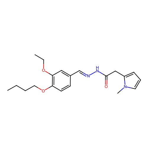 N'-(4-butoxy-3-ethoxybenzylidene)-2-(1-methyl-1H-pyrrol-2-yl)acetohydrazide structure
