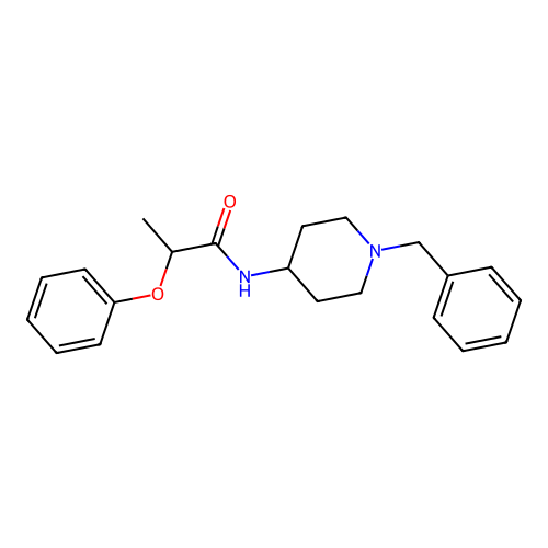 N-(1-benzyl-4-piperidinyl)-2-phenoxypropanamide structure