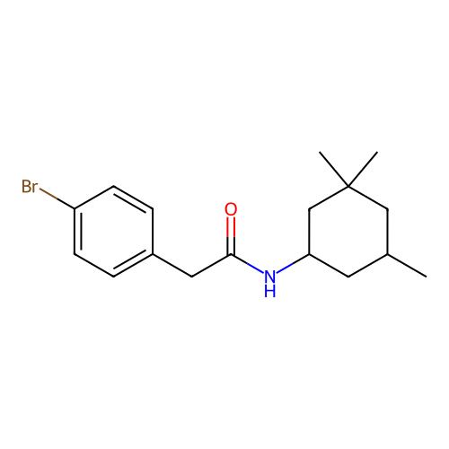 2-(4-bromophenyl)-N-(3,3,5-trimethylcyclohexyl)acetamide structure