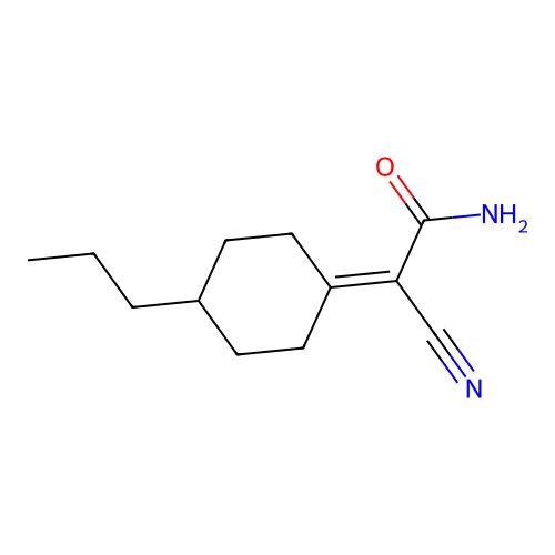 2-Cyano-2-(4-propylcyclohexylidene)acetamide structure
