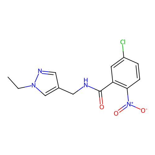5-chloro-N-[(1-ethyl-1H-pyrazol-4-yl)methyl]-2-nitrobenzamide structure