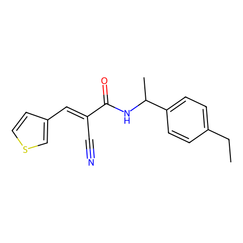 2-cyano-N-[1-(4-ethylphenyl)ethyl]-3-thiophen-3-ylprop-2-enamide structure