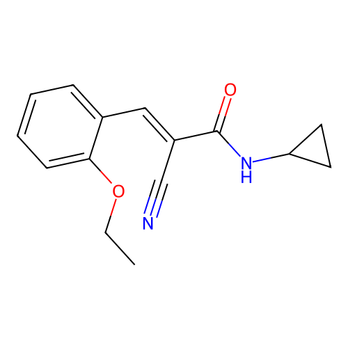 2-cyano-N-cyclopropyl-3-(2-ethoxyphenyl)prop-2-enamide structure