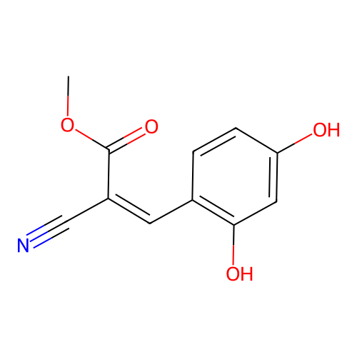 Methyl 2-cyano-3-(2,4-dihydroxyphenyl)prop-2-enoate structure