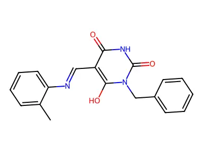1-Benzyl-6-hydroxy-5-[(2-methylphenyl)iminomethyl]pyrimidine-2,4-dione structure
