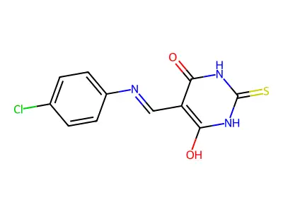 5-(((4-chlorophenyl)amino)methylene)-2-thioxodihydropyrimidine-4,6(1H,5H)-dione structure