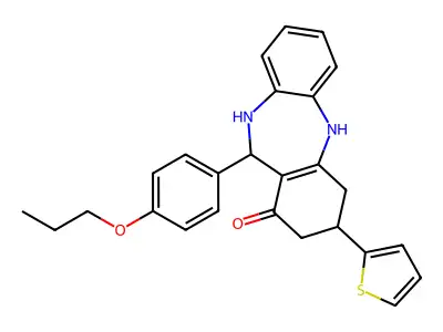 11-(4-propoxyphenyl)-3-(2-thienyl)-2,3,4,5,10,11-hexahydro-1H-dibenzo[b,e][1,4]diazepin-1-one structure