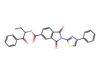 (1-oxo-1-phenylbutan-2-yl) 1,3-dioxo-2-(4-phenyl-1,3-thiazol-2-yl)isoindole-5-carboxylate structure
