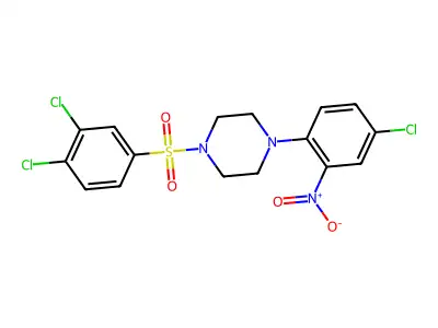 1-(4-Chloro-2-nitrophenyl)-4-(3,4-dichlorophenyl)sulfonylpiperazine structure