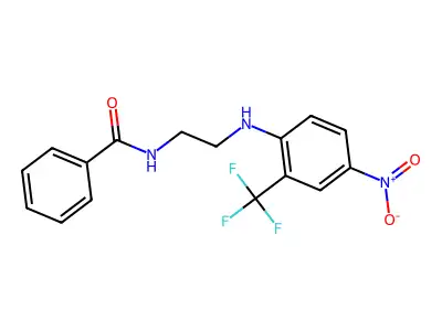 N-(2-((4-nitro-2-(trifluoromethyl)phenyl)amino)ethyl)benzamide structure