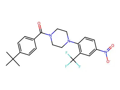 (4-tert-butylphenyl)-[4-[4-nitro-2-(trifluoromethyl)phenyl]piperazin-1-yl]methanone structure