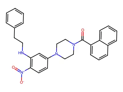 Naphthalen-1-yl-[4-[4-nitro-3-(phenethylamino)phenyl]piperazin-1-yl]methanone structure