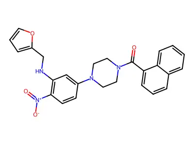 [4-[3-(furan-2-ylmethylamino)-4-nitrophenyl]piperazin-1-yl]-naphthalen-1-ylmethanone structure