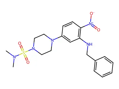 4-[3-(benzylamino)-4-nitrophenyl]-N,N-dimethylpiperazine-1-sulfonamide structure