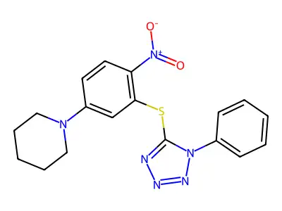 1-[4-Nitro-3-(1-phenyltetrazol-5-yl)sulfanylphenyl]piperidine structure