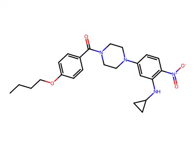 (4-Butoxyphenyl)-[4-[3-(cyclopropylamino)-4-nitrophenyl]piperazin-1-yl]methanone structure