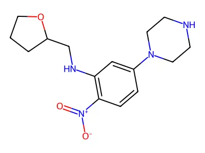 2-nitro-N-(oxolan-2-ylmethyl)-5-piperazin-1-ylaniline structure