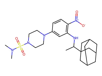 4-[3-[1-(1-adamantyl)ethylamino]-4-nitrophenyl]-N,N-dimethylpiperazine-1-sulfonamide structure