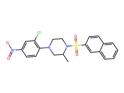 4-(2-Chloro-4-nitrophenyl)-2-methyl-1-naphthalen-2-ylsulfonylpiperazine structure