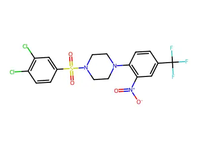 1-(3,4-Dichlorophenyl)sulfonyl-4-[2-nitro-4-(trifluoromethyl)phenyl]piperazine structure