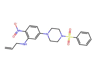 5-[4-(benzenesulfonyl)piperazin-1-yl]-2-nitro-N-prop-2-enylaniline structure