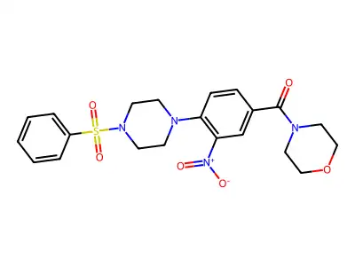 [4-[4-(Benzenesulfonyl)piperazin-1-yl]-3-nitrophenyl]-morpholin-4-ylmethanone structure