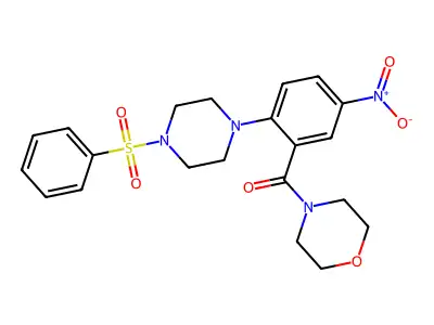 [2-[4-(Benzenesulfonyl)piperazin-1-yl]-5-nitrophenyl]-morpholin-4-ylmethanone structure