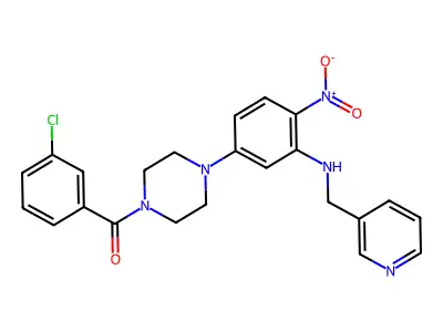 (3-chlorophenyl)-[4-[4-nitro-3-(pyridin-3-ylmethylamino)phenyl]piperazin-1-yl]methanone structure