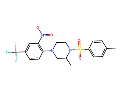2-methyl-1-(4-methylphenyl)sulfonyl-4-[2-nitro-4-(trifluoromethyl)phenyl]piperazine structure