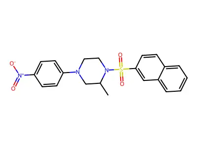 2-Methyl-1-naphthalen-2-ylsulfonyl-4-(4-nitrophenyl)piperazine structure