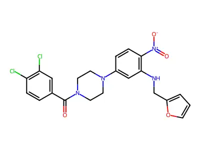 (3,4-dichlorophenyl)-[4-[3-(furan-2-ylmethylamino)-4-nitrophenyl]piperazin-1-yl]methanone structure