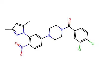 (3,4-dichlorophenyl)-[4-[3-(3,5-dimethylpyrazol-1-yl)-4-nitrophenyl]piperazin-1-yl]methanone structure