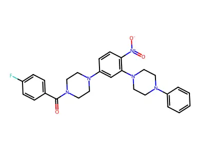 (4-fluorophenyl)-[4-[4-nitro-3-(4-phenylpiperazin-1-yl)phenyl]piperazin-1-yl]methanone structure