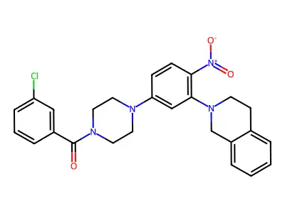 (3-chlorophenyl)-[4-[3-(3,4-dihydro-1H-isoquinolin-2-yl)-4-nitrophenyl]piperazin-1-yl]methanone structure