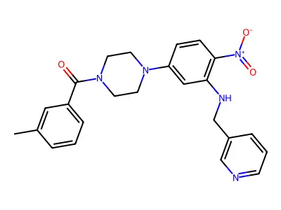 (3-methylphenyl)-[4-[4-nitro-3-(pyridin-3-ylmethylamino)phenyl]piperazin-1-yl]methanone structure